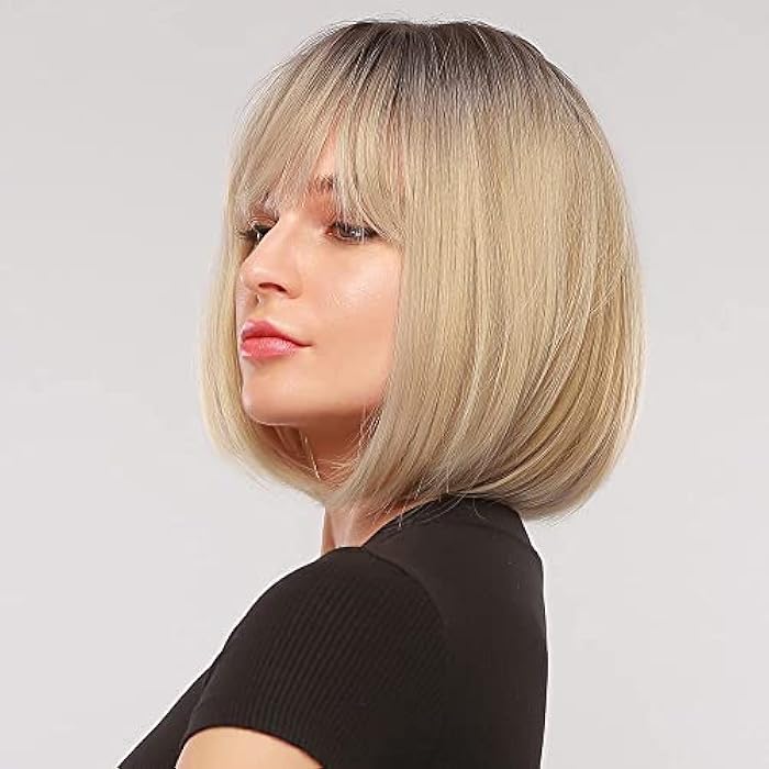 DILLARDS Haircube Blonde Bob Wig With Bangs Short Blonde Wigs For Women Natural Synthetic Wig For Daily Use - Image 3